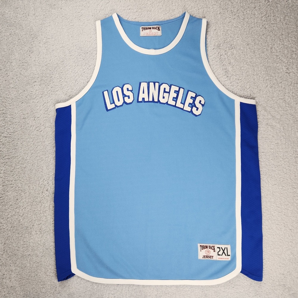 Los Angeles Basketball Jersey Mens 2XL Blue Throwback Style NBA Basketball Retro